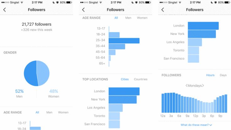 Instagram insights chart to see your account analytics